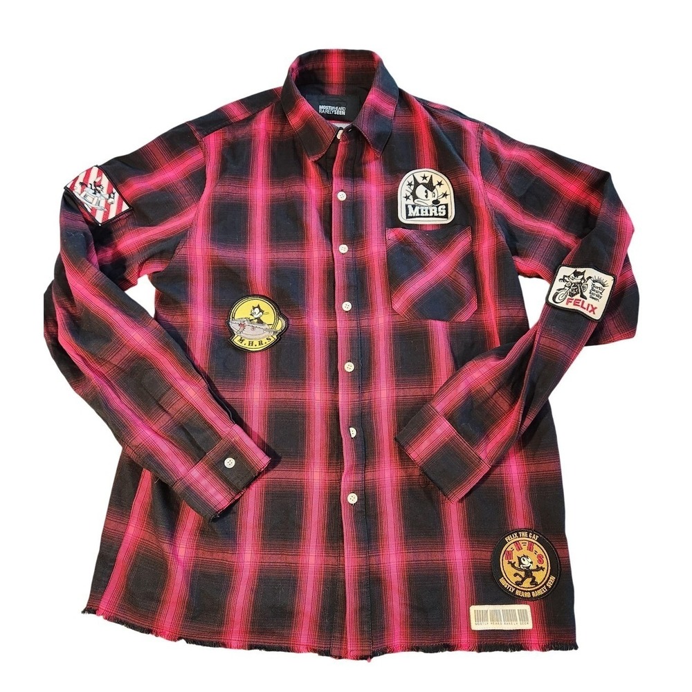 Mostly Heard Rarely Seen Shirt Mens Small Red Plaid Felix The Cat 1919 retro